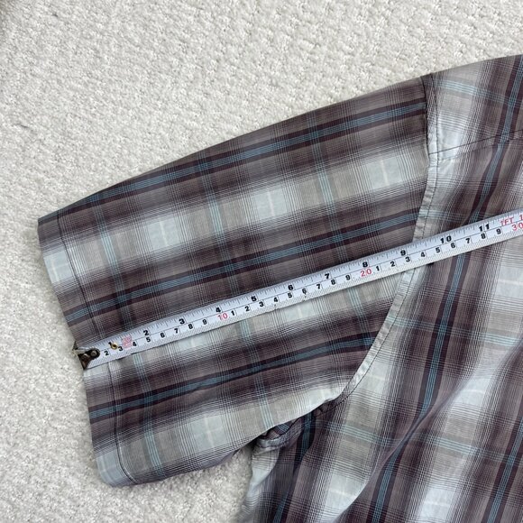 ARC’TERYX Brohm Shirt Men Blue / Burgundy Plaid Short Sleeve Button Up XL READ** - Picture 11 of 16